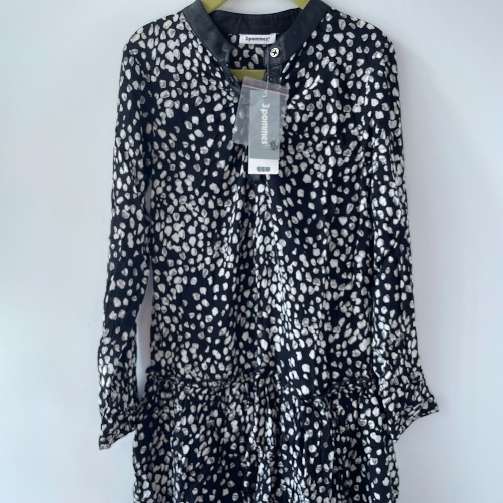 3Pommes girls dress with leather trim